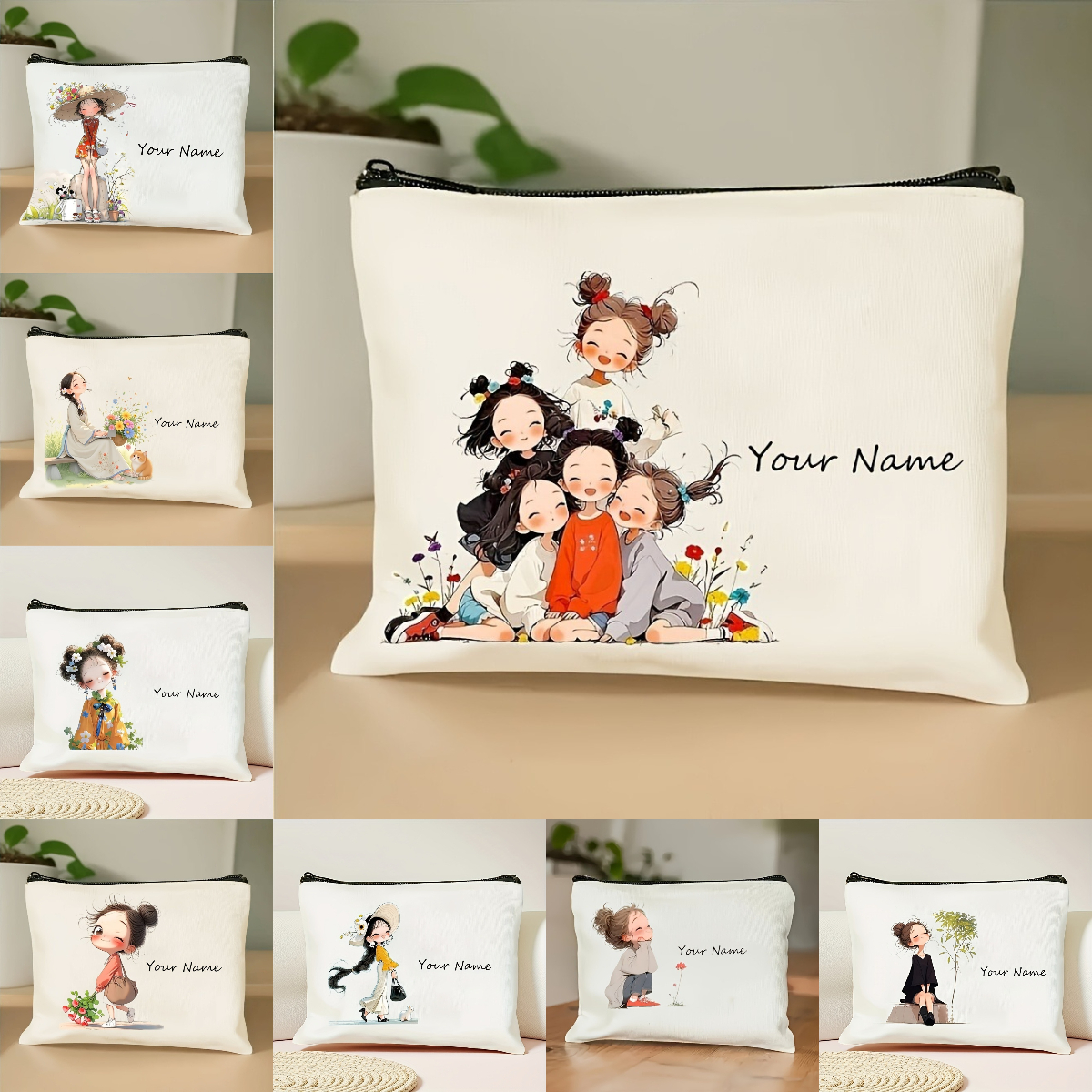 Travel Accessories Toiletries - Korean-Style Anime Girl Makeup Bag Custom