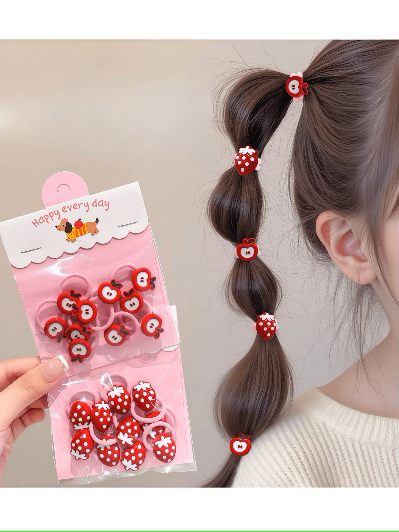Travel Accessories For Toddlers - 10/20pc Cute Strawberry & Apple Hair