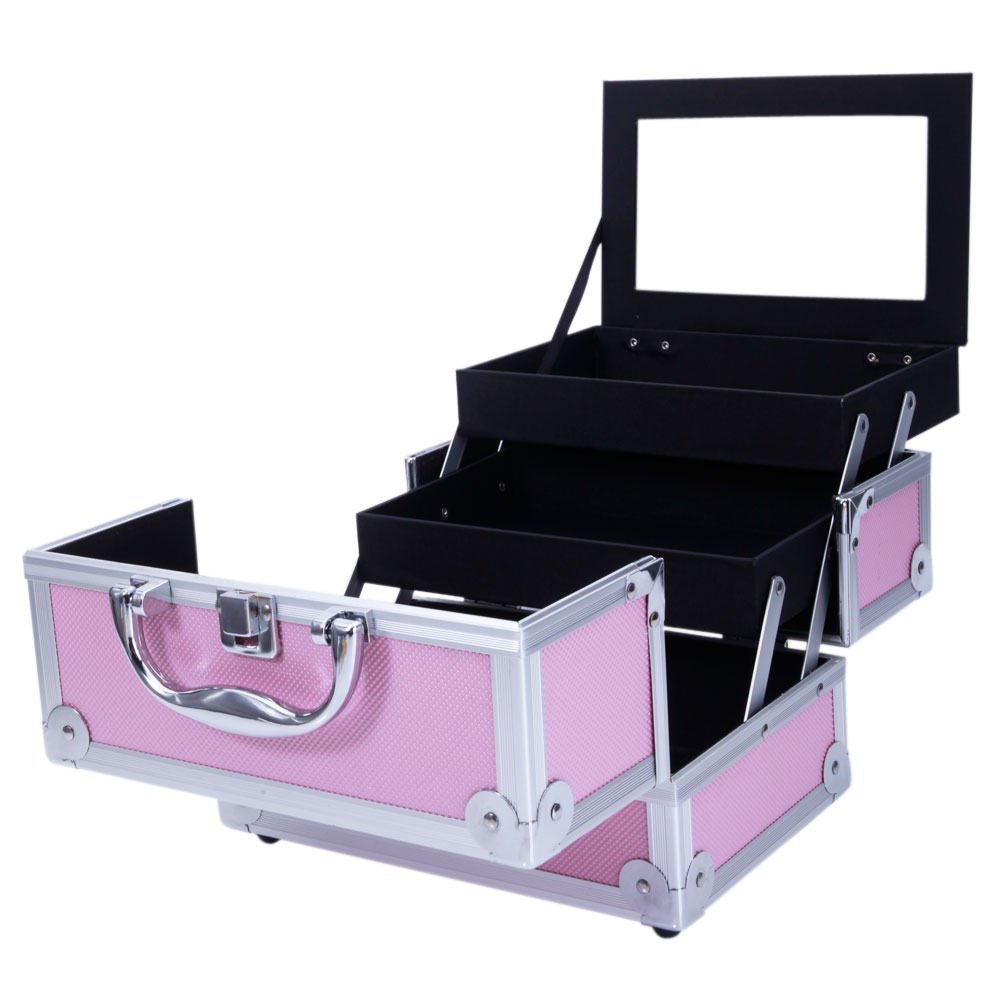Pink Aluminum Alloy Makeup Cas - Travel Accessories Toiletries ulasan dan harga
