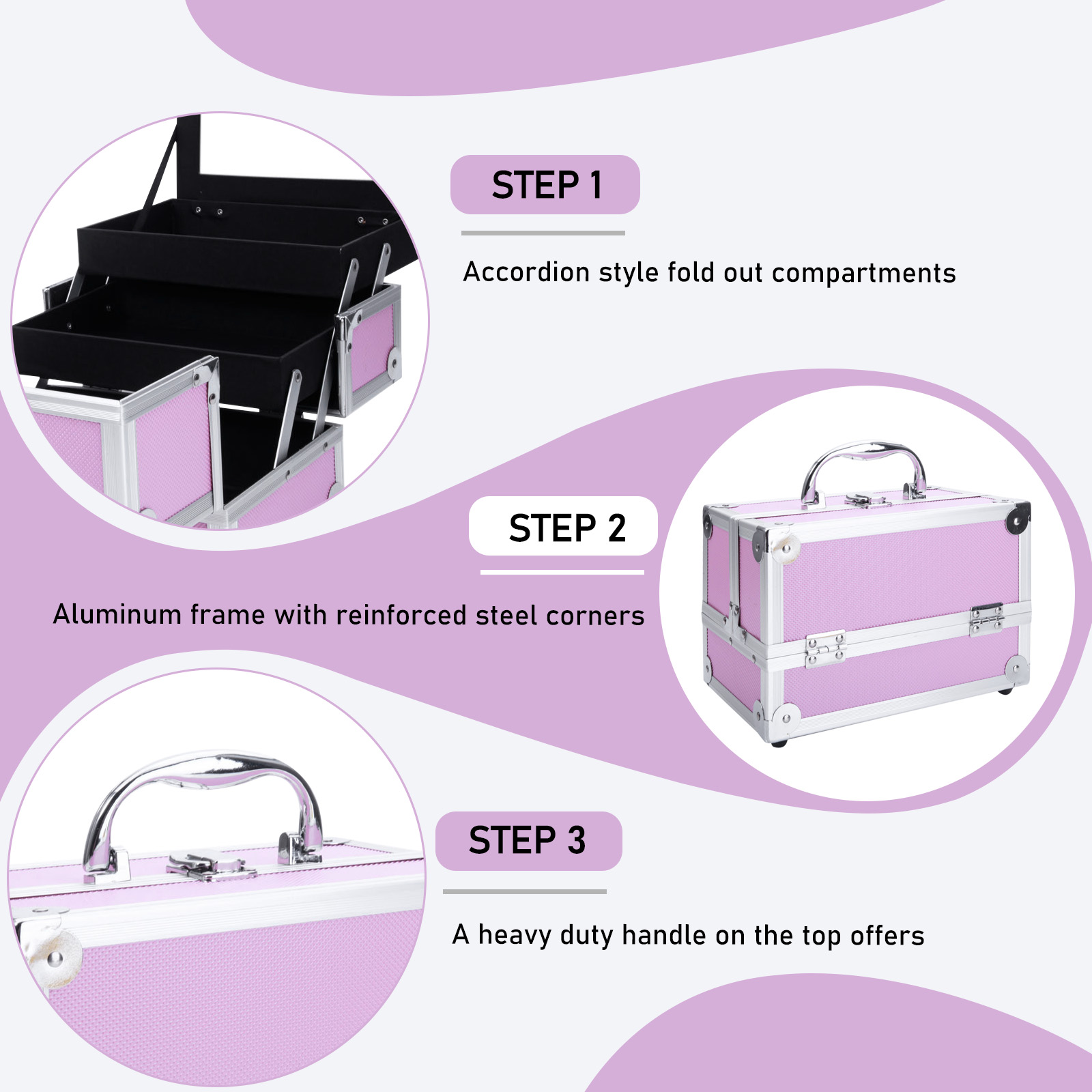 Pink Aluminum Alloy Makeup Cas - Travel Accessories Toiletries ulasan dan harga