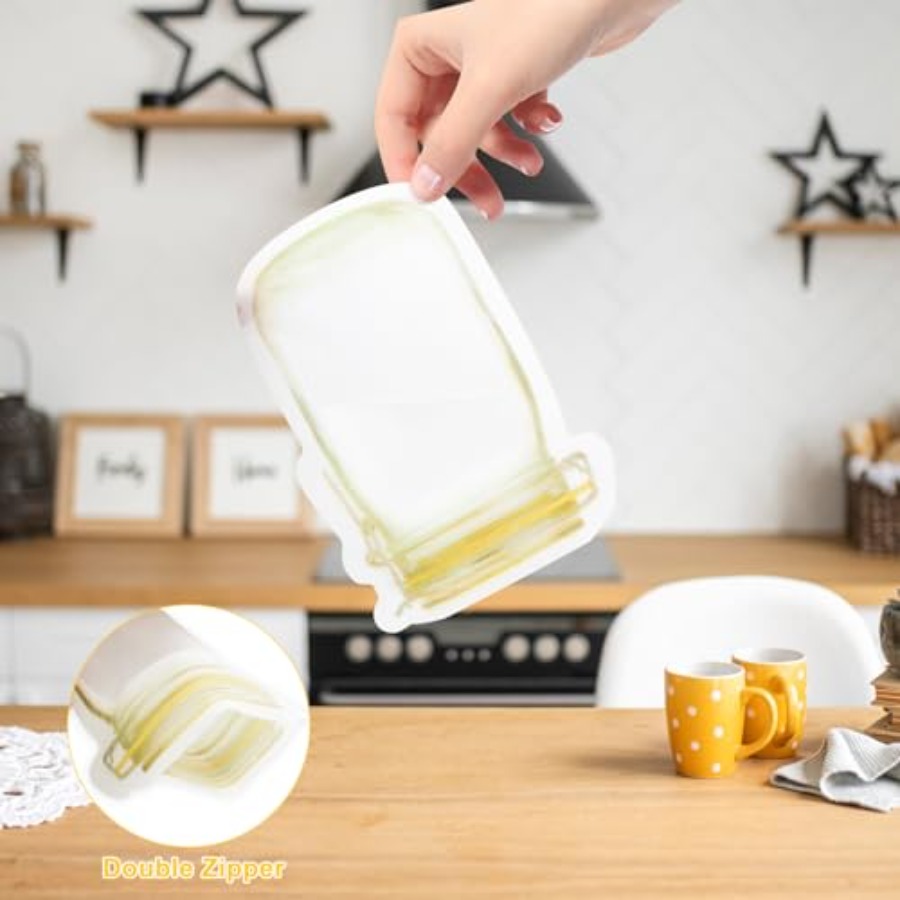 16Pcs Mason Jar Bags 5 oz - Re - Travel Ziplock Bags ulasan dan harga