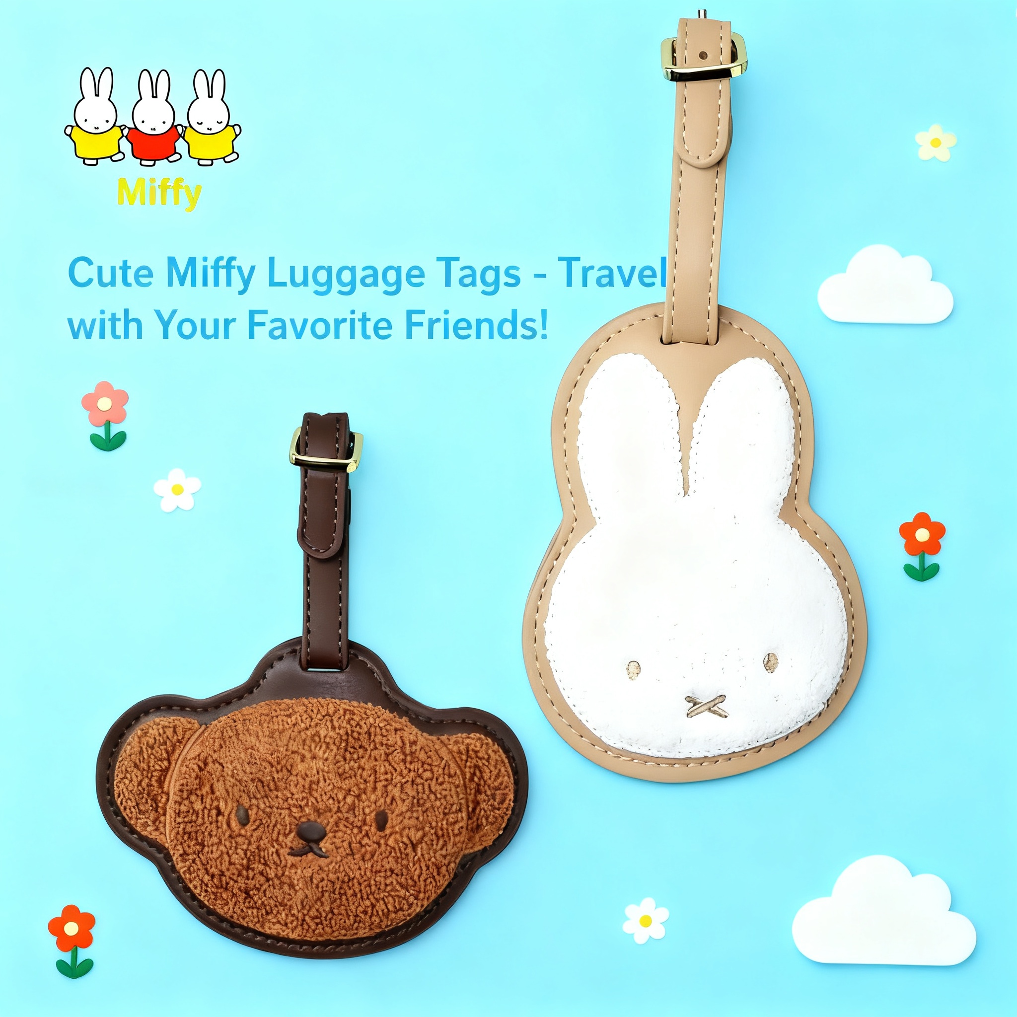 Kawaii Anime Miffy Rabbit Bori - Luggage Tag Leather ulasan dan harga