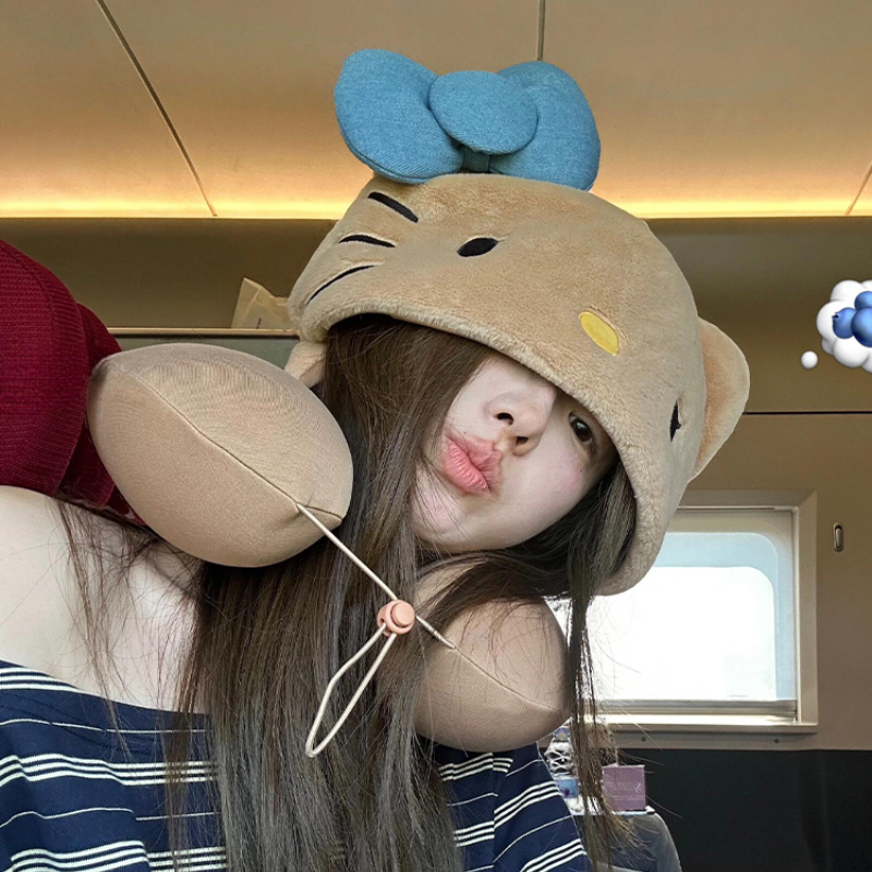 Hello Kitty Hooded Pillow Neck - Quality Travel Accessories ulasan dan harga