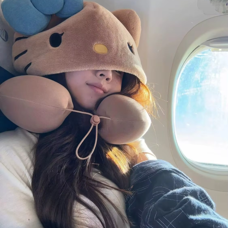 Hello Kitty Hooded Pillow Neck - Quality Travel Accessories ulasan dan harga