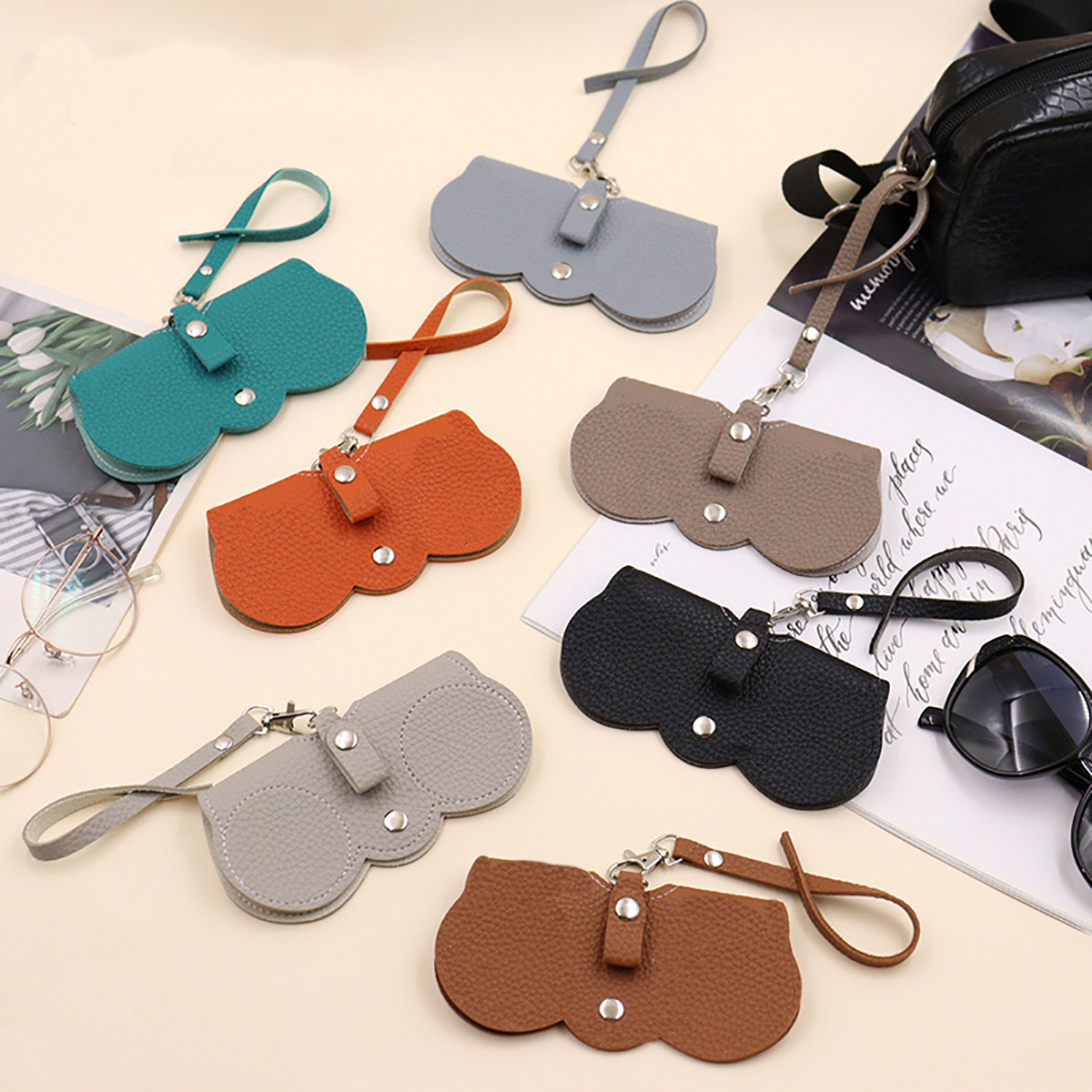 1pc Litchi Embossed Glasses Co - Travel Reading Accessories ulasan dan harga