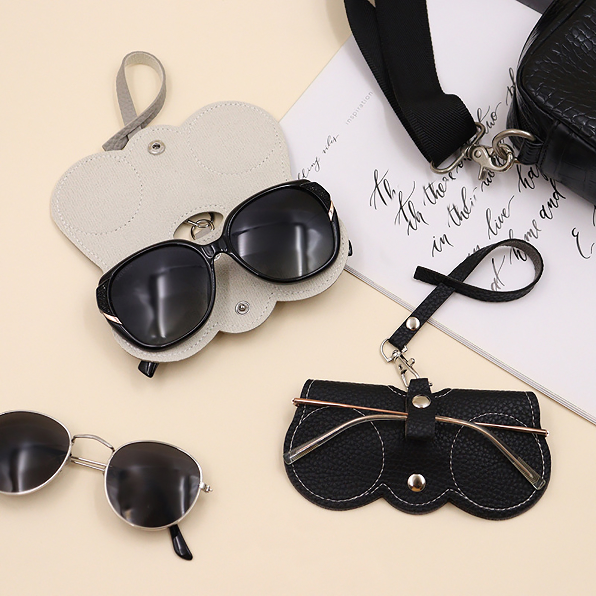 1pc Litchi Embossed Glasses Co - Travel Reading Accessories ulasan dan harga