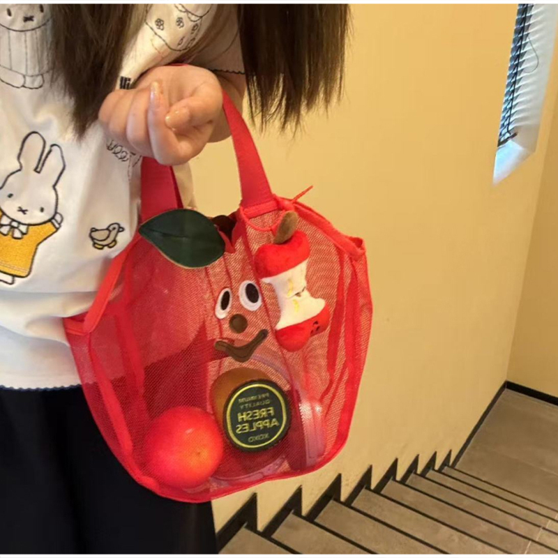 Cute Apple Mesh Handbag Niche  - Travel Accessories Toiletries ulasan dan harga