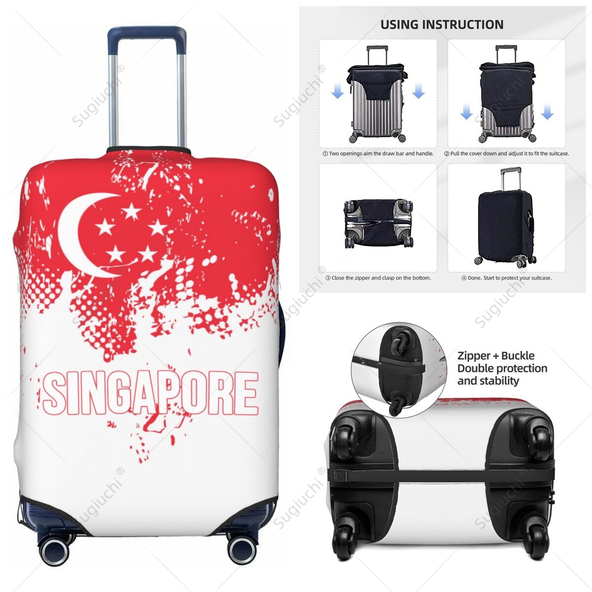 Singapore Flag Luggage Cover S - Travel Accessories Singapore ulasan dan harga